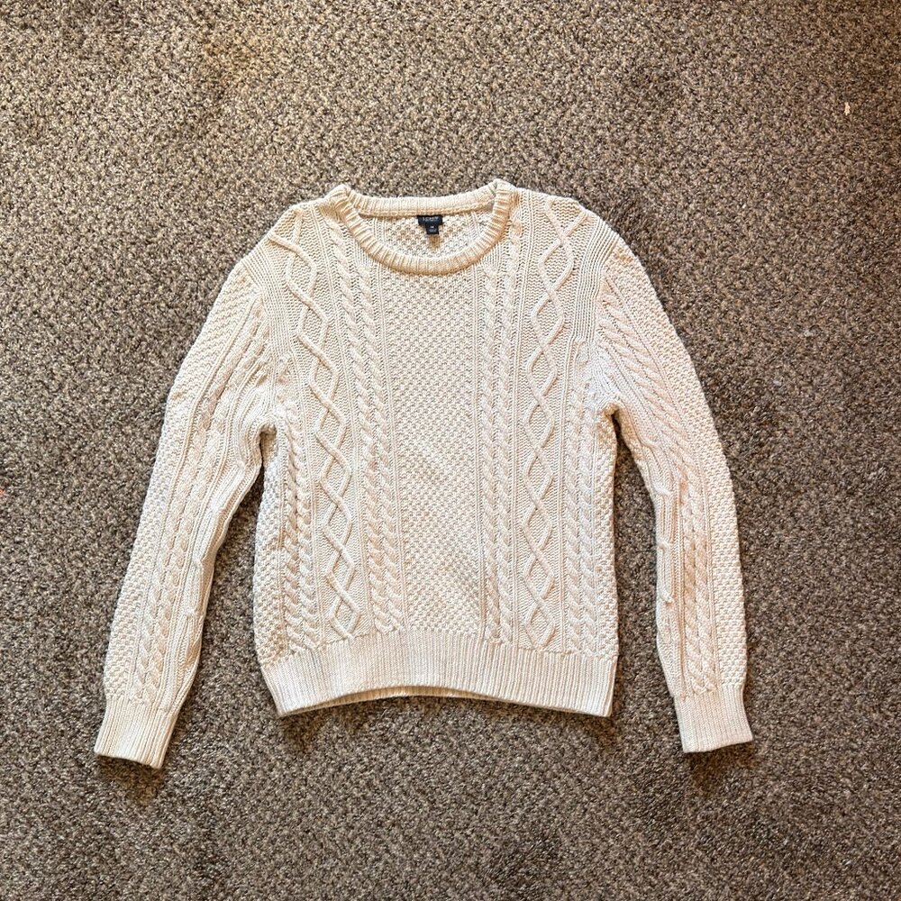 J Crew White Cable Knit Sweater